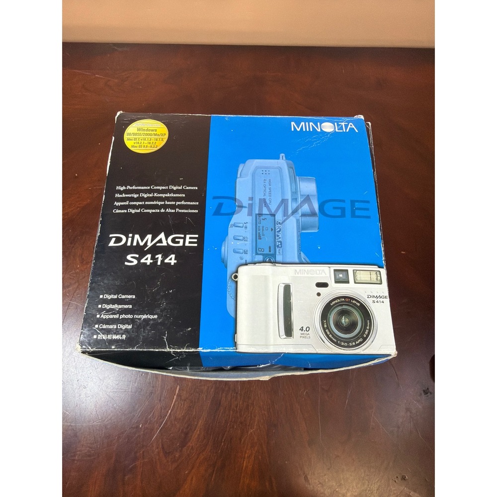 Minolta‎ DiMAGE S414 Digital Camera 4.0MP 4x Optical Zoom Silver Vintage Boxed